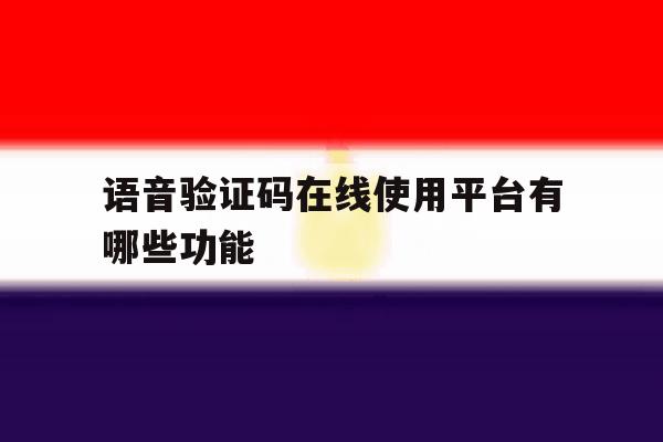 语音验证码在线使用平台有哪些功能 语音验证码在线使用平台有哪些功能