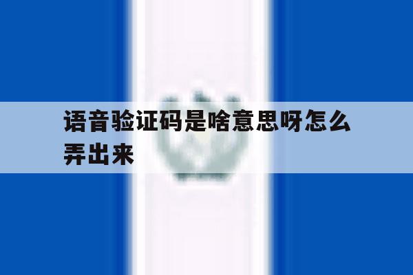 语音验证码是啥意思呀怎么弄出来 语音验证码是啥意思呀怎么弄出来