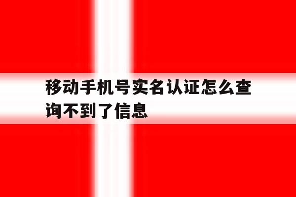 移动手机号实名认证怎么查询不到了信息 移动手机号实名认证怎么查询不到了信息